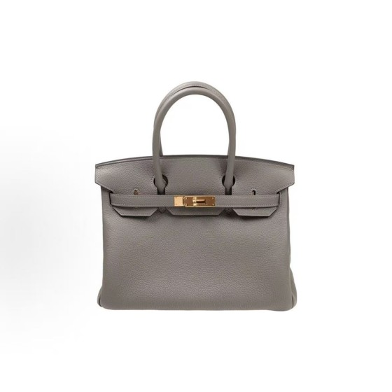 HERMES Birkin 30 Gold buckle platinum Handbag 30 Women\'s Edition 0L Grismeyer Cumulonimbus Cloud Grey